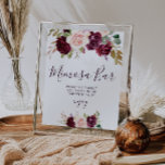 Pruim paarse bloemen bruiloftsdouche mimosa bar bo poster<br><div class="desc">Een bloemig ontwerp met mooie pruim paarse bloemen. De tekst en kleuren op deze poster kunnen worden aangepast.</div>