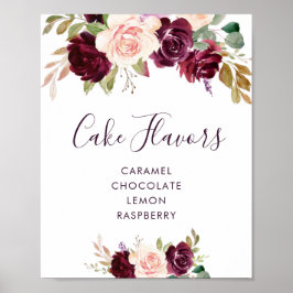 Pruim paarse bloemen cake smaken teken poster