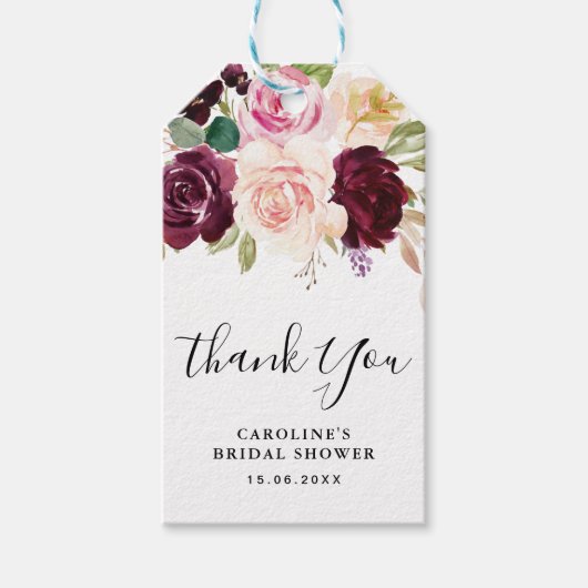 Pruim paarse bloemen vrijgezellenfeest cadeau labe cadeaulabel (Voorkant)