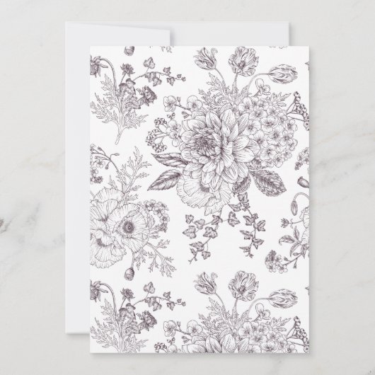 Pruim Paarse Bloemenlijn Art 60e Verjaardag Kaart (Achterkant)