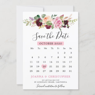 Pruim Paarse Blush Roze Botanische Bloemen Kalende Save The Date