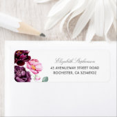 Pruim Paarse Bourgondië en Blush Bloemen Bruiloft Etiket (Insitu)
