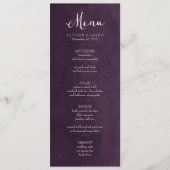Pruim Paarse Bruiloft Menu Kaart (Voorkant)