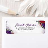 Pruim Paarse en Bourgondische Rode Bloemen Modern  Etiket (Insitu)