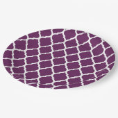 Pruim Paarse en witte Marokkaanse Quatrefoil Papieren Bordje (Gekanteld)