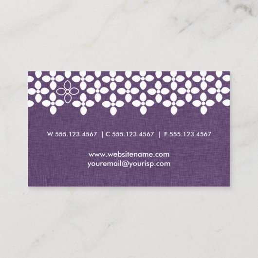 Pruim Paarse en Witte Moderne Bloem Visitekaartje (Achterkant)