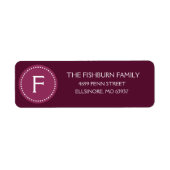 Pruim Paarse Gedempte Monogram Douane Monogrammed Etiket (Voorkant)