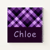 Pruim Paarse Geruite Monogram Spiraal Notebook Notitieboek (Achterkant)