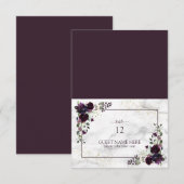 Pruim Paarse Gouden Bloemen Plaats Kaart (Voorkant / Achterkant)