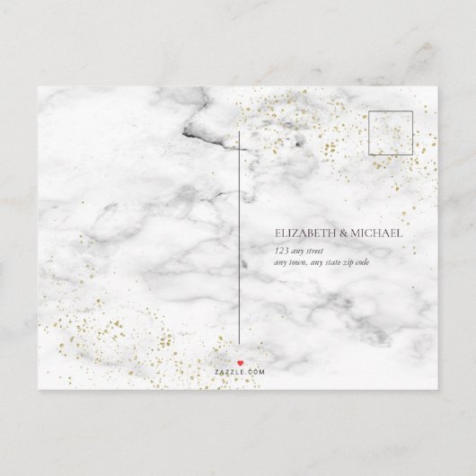 Pruim Paarse Gouden Marmer Herfst Bruiloft Geen Me Uitnodiging Briefkaart (Achterkant)