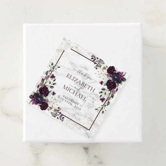 Pruim Paarse Gouden Marmeren Waterverf Herfst Brui Bedankjes Labels (In situ)