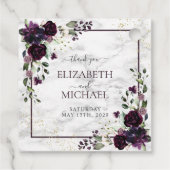 Pruim Paarse Gouden Marmeren Waterverf Herfst Brui Bedankjes Labels (Achterkant)