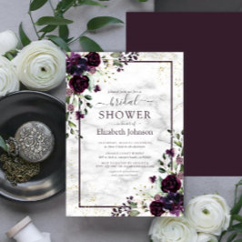 Pruim Paarse Gouden Waterverf Marmeren Vrijgezelle Kaart