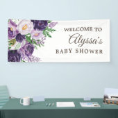 Pruim Paarse Groene Witte Baby Shower Spandoek (Beurs)