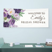 Pruim Paarse Groene Witte Bruiloftsfeest Banner (Beurs)