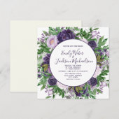 Pruim Paarse Lavendel Bloemige Groene Huwelijk Kaart (Voorkant / Achterkant)
