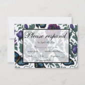  pruim paarse magenta bloemenvlinder RSVP (Voorkant)