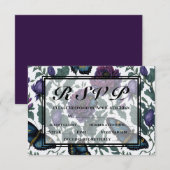  pruim paarse magenta bloemenvlinder RSVP (Voorkant / Achterkant)
