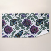  pruim paarse magenta bloemenvlinders badhanddoek (Badhanddoek)