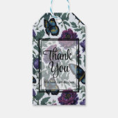  pruim paarse magenta bloemenvlinders cadeaulabel (Voorkant)