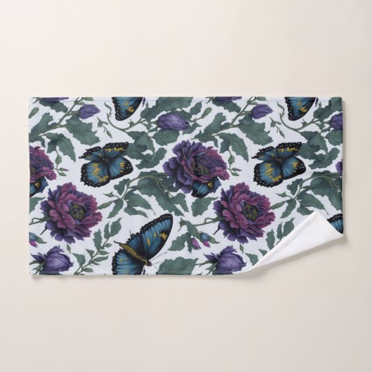  pruim paarse magenta bloemenvlinders handdoek (Handdoek)