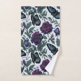  pruim paarse magenta bloemenvlinders handdoek