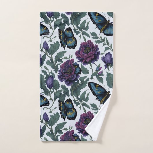  pruim paarse magenta bloemenvlinders handdoek (Handdoek)