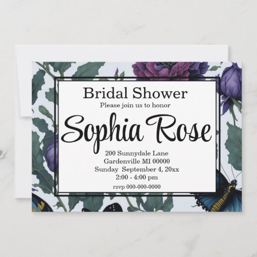  pruim paarse magenta bloemenvlinders kaart (Voorkant)