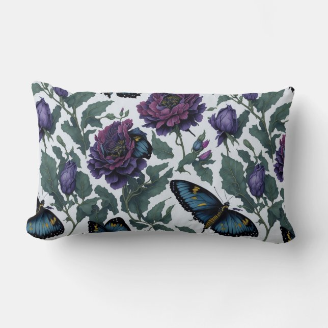  pruim paarse magenta bloemenvlinders kussen (Voorkant)