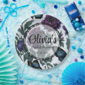  pruim paarse magenta bloemenvlinders papieren bordje (Feest)