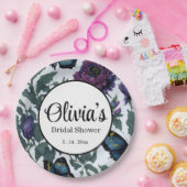  pruim paarse magenta bloemenvlinders papieren bordje (Feest)