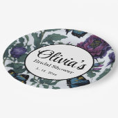  pruim paarse magenta bloemenvlinders papieren bordje (Gekanteld)