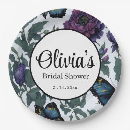  pruim paarse magenta bloemenvlinders papieren bordje