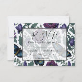 pruim paarse magenta bloemenvlinders RSVP kaartje (Voorkant)