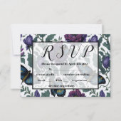  pruim paarse magenta bloemenvlinders RSVP kaartje (Voorkant)