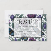 pruim paarse magenta bloemenvlinders RSVP kaartje (Voorkant)