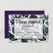  pruim paarse magenta bloemenvlinders RSVP kaartje (Voorkant / Achterkant)