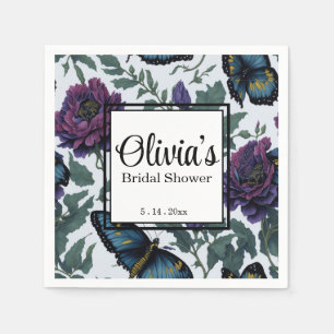 pruim paarse magenta bloemenvlinders servet