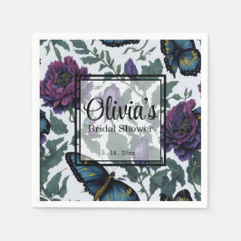  pruim paarse magenta bloemenvlinders servet