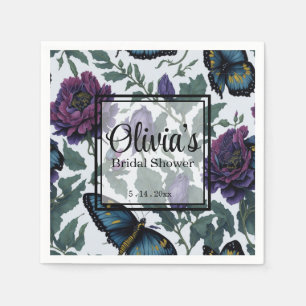  pruim paarse magenta bloemenvlinders servet