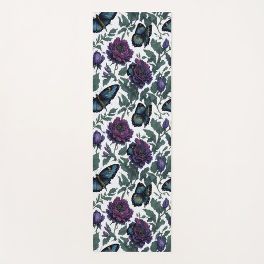 pruim paarse magenta bloemenvlinders yogamat (Voorkant)