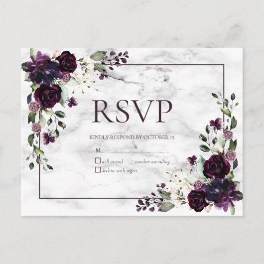 Pruim Paarse Marmeren Herfst Bruiloft Geen Menu RS (Voorkant)