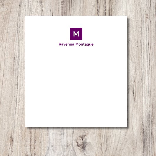 Pruim Paarse Moderne Chic Trendy Monogram Naam Notitieblok