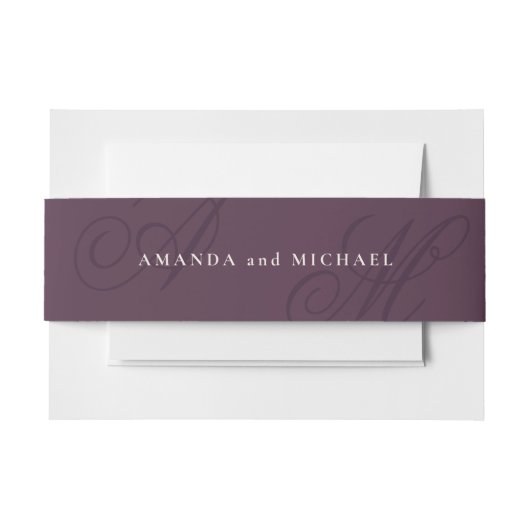 Pruim Paarse Moderne Rand Elegante Monogram Bruilo Uitnodigingen Wikkel (Voorkant Voorbeeld)