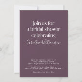 Pruim Paarse Moderne Script Bruids Shower Feest Kaart (Voorkant)