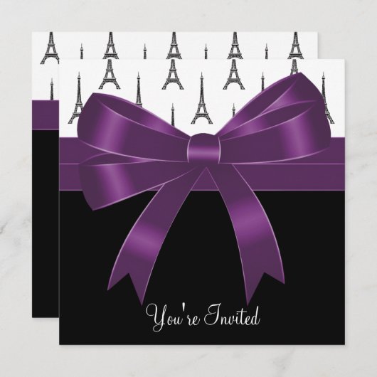 Pruim Paarse Parijs Eiffeltoren Feest Kaart (Voorkant / Achterkant)