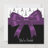 Pruim Paarse Parijs Eiffeltoren Feestje Kaart (Voorkant)