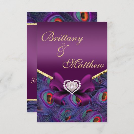 Pruim Paarse Pauw Ontvangstkaart Kaart (Voorkant / Achterkant)