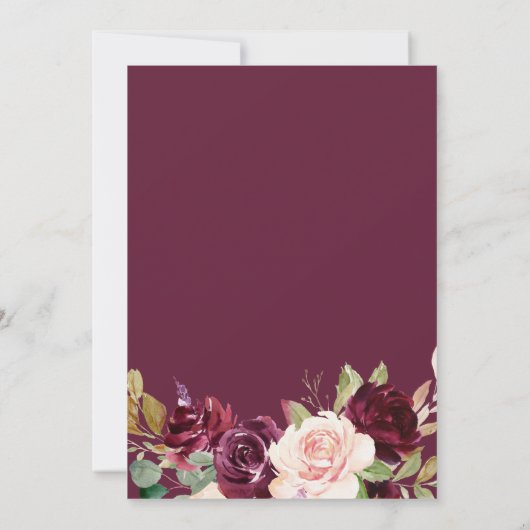 Pruim paarse & perzik bloemengeometrische bruiloft kaart (Achterkant)