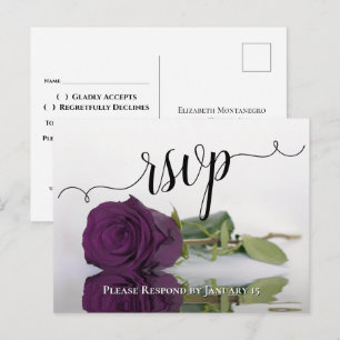 Pruim Paarse Reflecterende Roos Elegante Trouw RSV Briefkaart